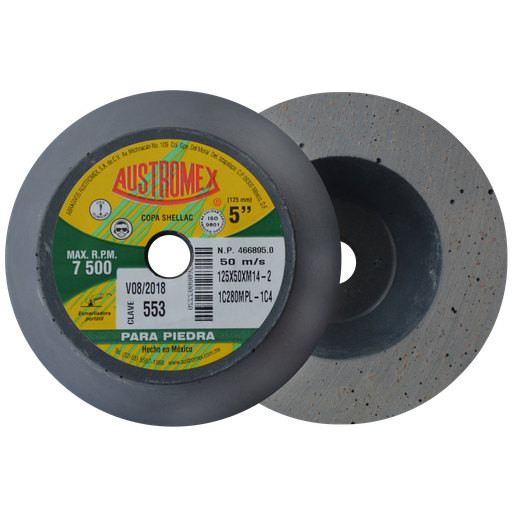 [AU258CSP0553] COPA ABRASIVA SHELLAC AUSTROMEX 5" P/PULIR PIEDRA GRANO 280 P/BOSCH (553)(H)