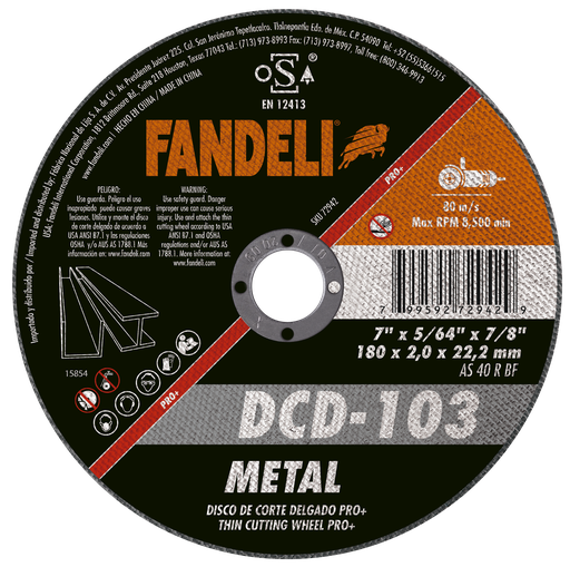 [FADCORT72942] DISCO FANDELI CORTE DELGADO P/METAL 7" (72942)(H)