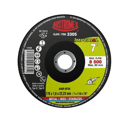 [AU627DC3305] DISCO PLANO AUSTROMEX P/CORTE METAL-INOXIDABLE 7" (3305)(H)