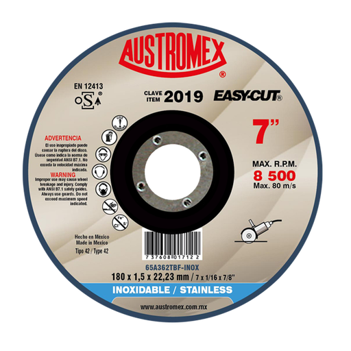 [AU119ADINX2019] DISCO PLANO AUSTROMEX P/CORTE INOXIDABLE 7" (2019)(H)