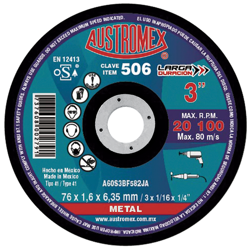 [AU068DCM0506] DISCO PLANO AUSTROMEX P/CORTE METAL 3" (506)(H)