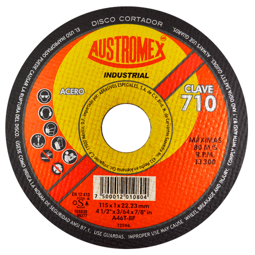 [AU077DCM0710DEL] DISCO PLANO AUSTROMEX P/CORTE METAL 4-1/2" (710)(H)