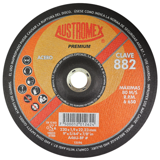 [AU059DCM0882DEL] DISCO CAZUELA AUSTROMEX P/CORTE METAL 9" (882)(H)