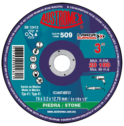 [AU133DCP0509] DISCO PLANO AUSTROMEX P/CORTE PIEDRA 3" (509) (H)