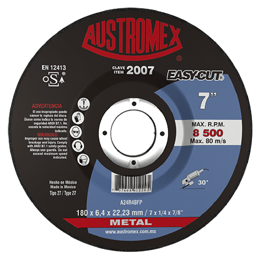 [AU015DDM2007] DISCO CAZUELA AUSTROMEX P/DESBASTE METAL 7" (2007)(H)