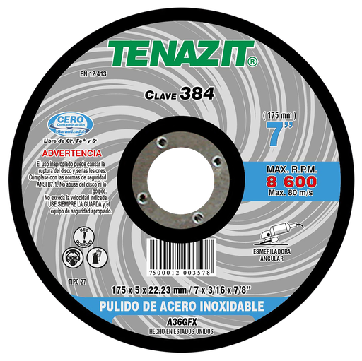 [AU032DDINX0384] DISCO CAZUELA AUSTROMEX P/DESBASTE-PULIDO 7" (384)(H) BBB