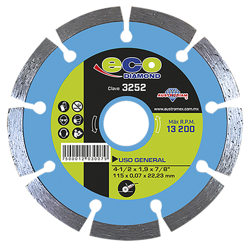 [AU480DDA3252] DISCO DIAMANTE AUSTROMEX RIN SEGMENTADO USO GENERAL 4-1/2" (3252)(H)