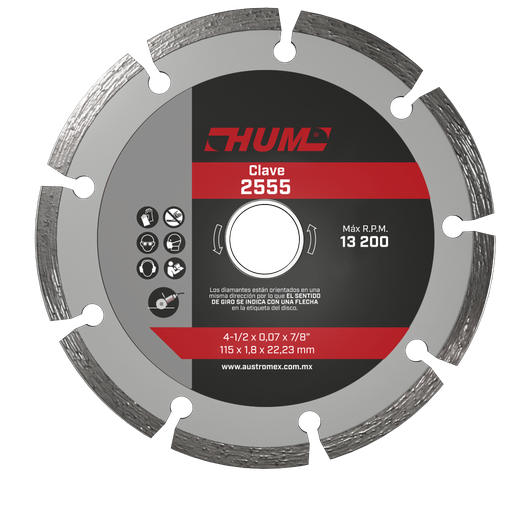 [AU480DDD2555] DISCO DIAMANTE AUSTROMEX RIN SEGMENTADO USO GENERAL 4-1/2" (2555)(H)