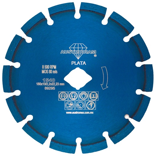 [AU490DDD1540] DISCO DIAMANTE AUSTROMEX RIN SEGMENTADO USO GENERAL 7" PLATA (1540)(H)