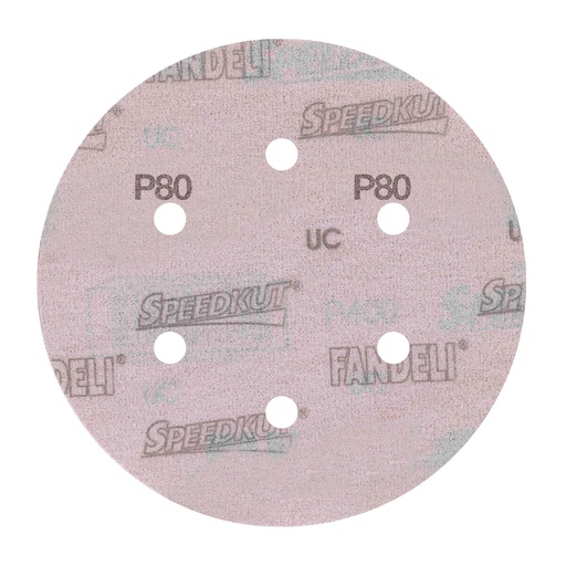 [FAADB73187] DISCO C/VELCRO 6" FANDELI B080 C/6 PERFORACIONES GRANO 80 ROJO (73187)(H)