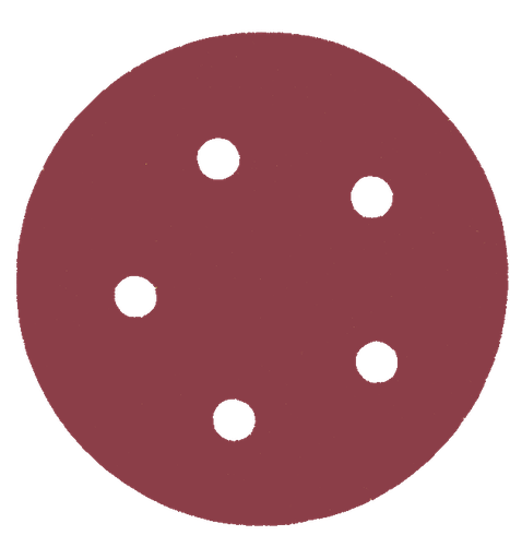 [FAADB73543] DISCO C/VELCRO 5" FANDELI B080 C/5PERFORACIONES GRANO 120 ROJO 5" (73543)(H)