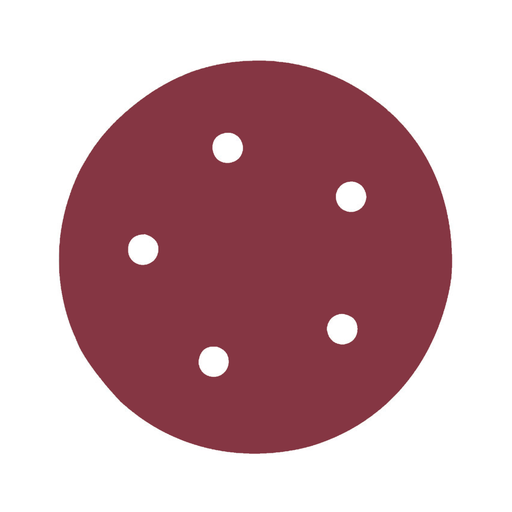 [FAADB73547] DISCO C/VELCRO 5" FANDELI B080 C/5 PERFORACIONES GRANO 320 ROJO (73547)(H)