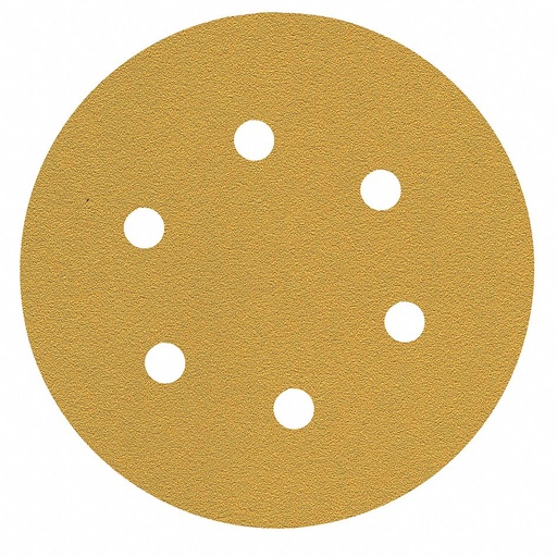 [FADVCP060E88P60] DISCO C/VELCRO 6" FANDELI E080 C/6 PERFORACIONES GRANO 60 AMARILLO (09670)(80074)(H) 