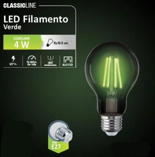 [IGOFAAK122224] AKSI FOCO FILAMENTO A19 4W VERDE (122224)