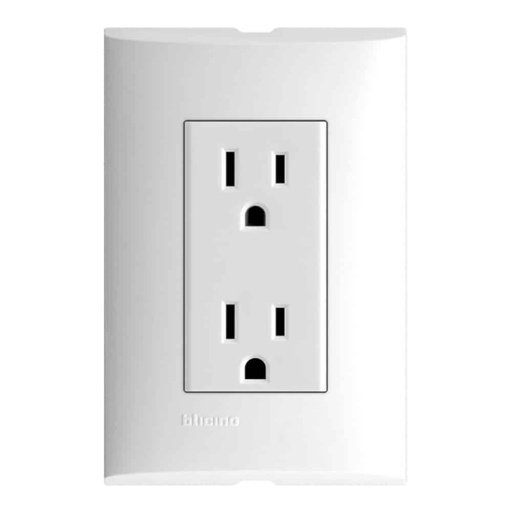 [BTZA68S] BTICINO PLACA FORZA C/1 TOMACORRIENTE DUPLEX 2P+T (FZA68SS)