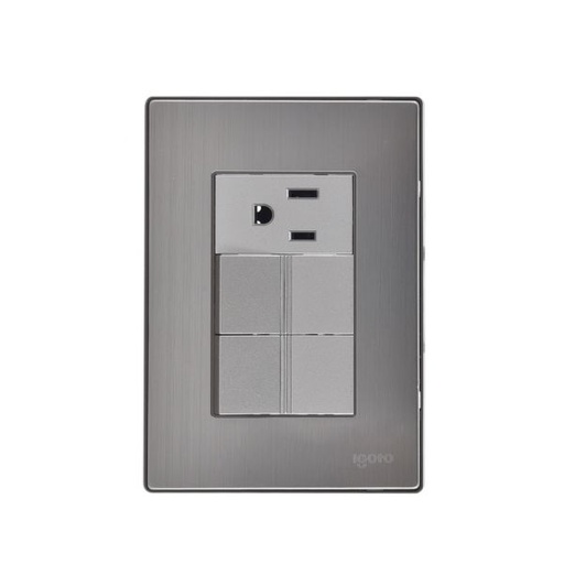 [IGOINOX1009] IGOTO PLACA C/2 APAGADORES SENCILLOS + 1 CONTACTO (INOX1009)(E)