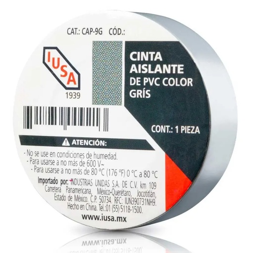[IU-1CINT616318] IUSA CINTA AISLANTE GRIS 19MM X 18M (616318)(E)