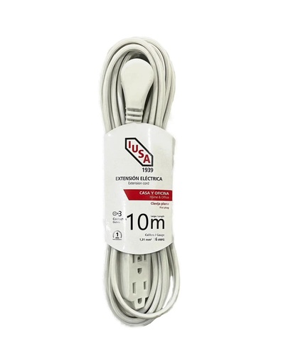 [IUE1619344] IUSA EXTENSIÓN DOMÉSTICA POLARIZADA BLANCA CLAVIJA 90° 10M (619344)(E)