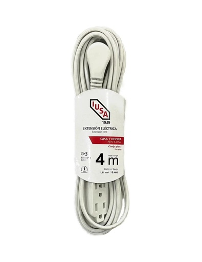 [IUE1619340] IUSA EXTENSIÓN DOMÉSTICA POLARIZADA BLANCA CLAVIJA 90° 4M (619340)(E)