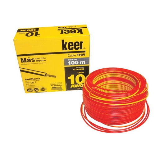 [ESLECTH340764] KEER CABLE THW 10 ROJO 100M (4076)