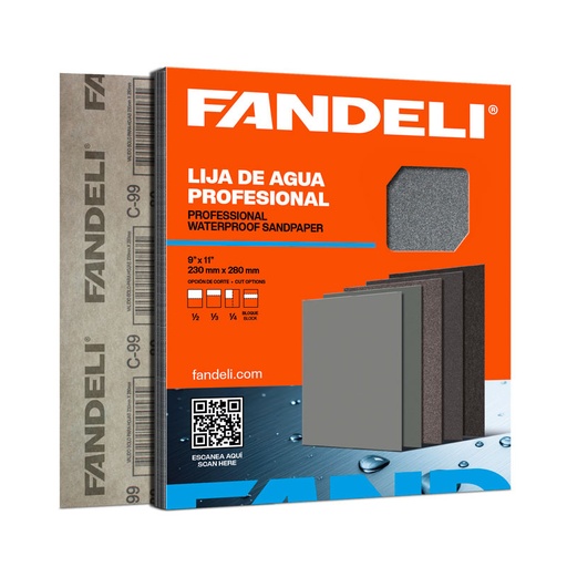 [FALA0360] PAQUETE C/50 PIEZAS LIJA AGUA A-99 FANDELI GRANO 360 (00041) 