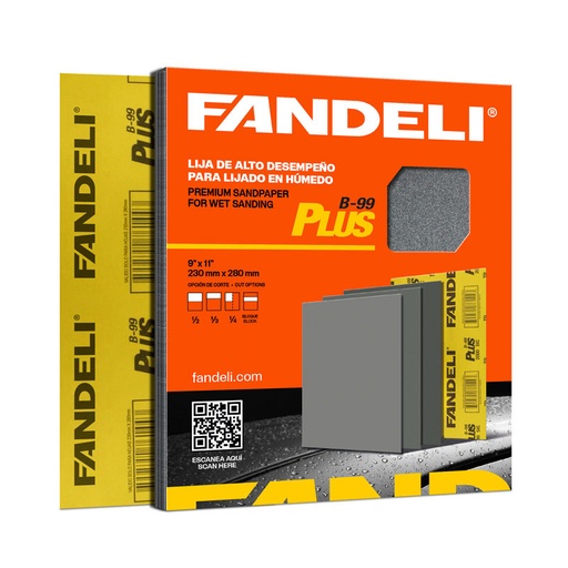 [FALAG1500] PAQUETE C/25 PIEZAS LIJA AGUA B-99 PLUS FANDELI GRANO 1500 (76143) 