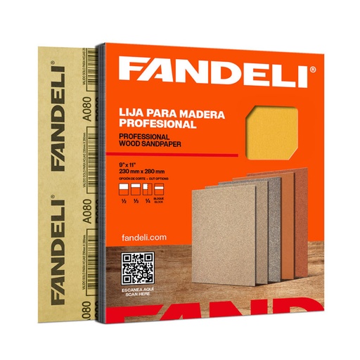 [FALMA180] PÁQUETE C/50 PIEZAS LIJA DE ESTEARATO FANDELI A080 GRANO 180 (18248) 