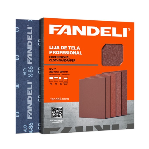 [FALO040] PAQUETE C/25 PIEZAS LIJA FANDELI OXALUM ROJA X-86 GRANO 40 (00090) 