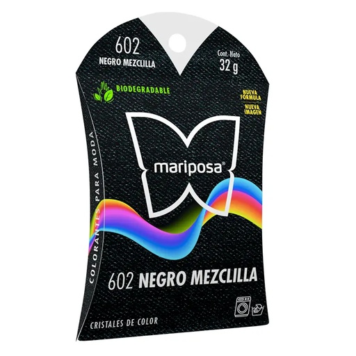 [MCRIST602] MARIPOSA CRISTALES 602 NEGRO MEZCLILLA 32GR (H)