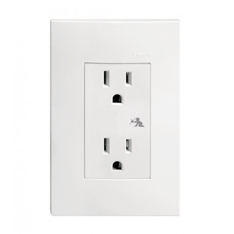 [SI-S2342480] PLACA SIMON C/1 TOMACORRIENTE DUPLEX 2P+T BLANCO (23424-80)(E)