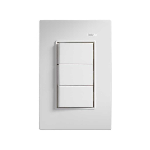 [SI-S2326590] PLACA SIMON C/3 INTERRUPTORES 2 VÍAS BLANCO (23265-90)(E)