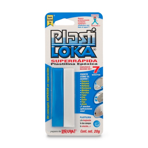 [KOLA-PSR] PLASTILOKA AZUL 20GR SÚPER RAPIDA C/10PZ ($22.38 X PZ) (H)     