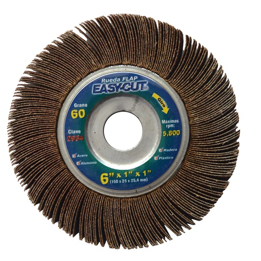 [AU387BRFE2934] RUEDA FLAP AUSTROMEX C/CENTRO METÁLICO 6" GRANO 60 (2934) (H)