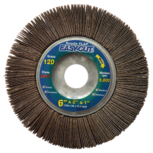 [AU389RFE2917] RUEDA FLAP AUSTROMEX C/CENTRO METÁLICO 6" GRANO 120 (2917)(H)