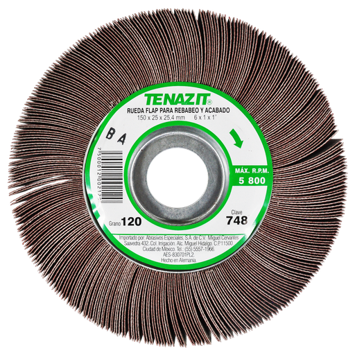 [AU380RFP0748] RUEDA FLAP PREMIUM AUSTROMEX C/CENTRO METÁLICO 6" GRANO 120 (748)(H)