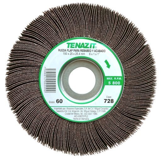 [AU378RFP0728] RUEDA FLAP PREMIUM AUSTROMEX C/CENTRO METÁLICO 6" GRANO 60 (728)(H)