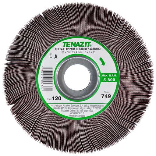 [AU385RFP0749] RUEDA FLAP PREMIUM AUSTROMEX C/CENTRO METÁLICO 6" GRANO 120 (749)(H)