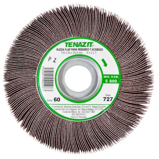 [AU383RFP0727] RUEDA FLAP PREMIUM AUSTROMEX C/CENTRO METÁLICO 6" GRANO 60 (727)(H)