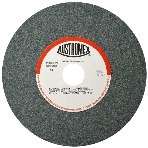 [AU175RAV0246] RUEDA ABRASIVA AUSTROMEX P/ESMERILAR-AFILAR 8" GRANO 60 (246)(H)