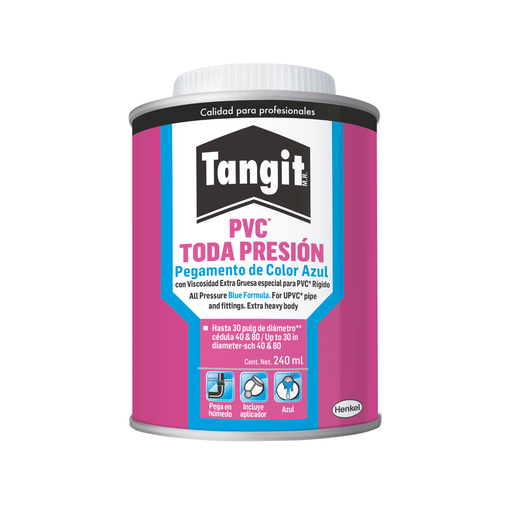 [HETSTPLA240] TANGIT PVC TODA PRESIÓN LÍQUIDO AZUL 240ML (NVO)