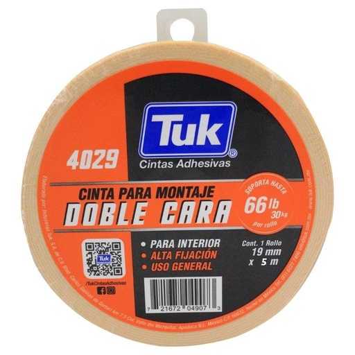 [TKCCDC01-422901] CINTA PARA MONTAJE TUK 4029 19MM X 5M (422901)