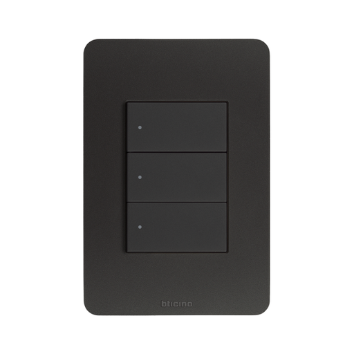 [BTMPN-014-E5N3PT] BTICINO MODUS PRO PLACA DE 3 MÓDULOS C/CHASIS DE RESINA NEGRO MATE (E5N3PTLN)