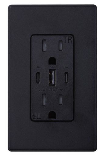 [SIZS-N25P-14] PLACA SIMON C/CONTACTO DÚPLEX C/USB C+A+C GRAFITO (2500455-068)(E)