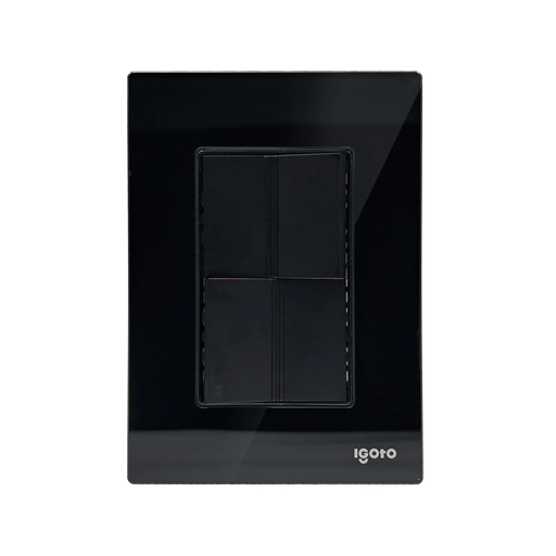 [IGOINOXCRIS2012] IGOTO PLACA NEGRA C/1 APAGADOR SENCILLO + 1 APAGADOR ESCALERA DE 1.5 MÓDULOS (CRIS2012)(E)