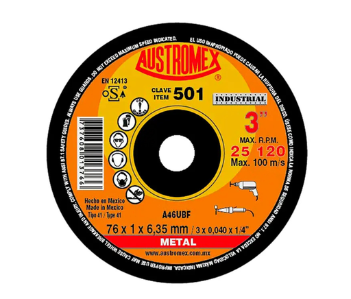 [AU836501] DISCO PLANO AUSTROMEX P/CORTE METAL 3" (501)(H)